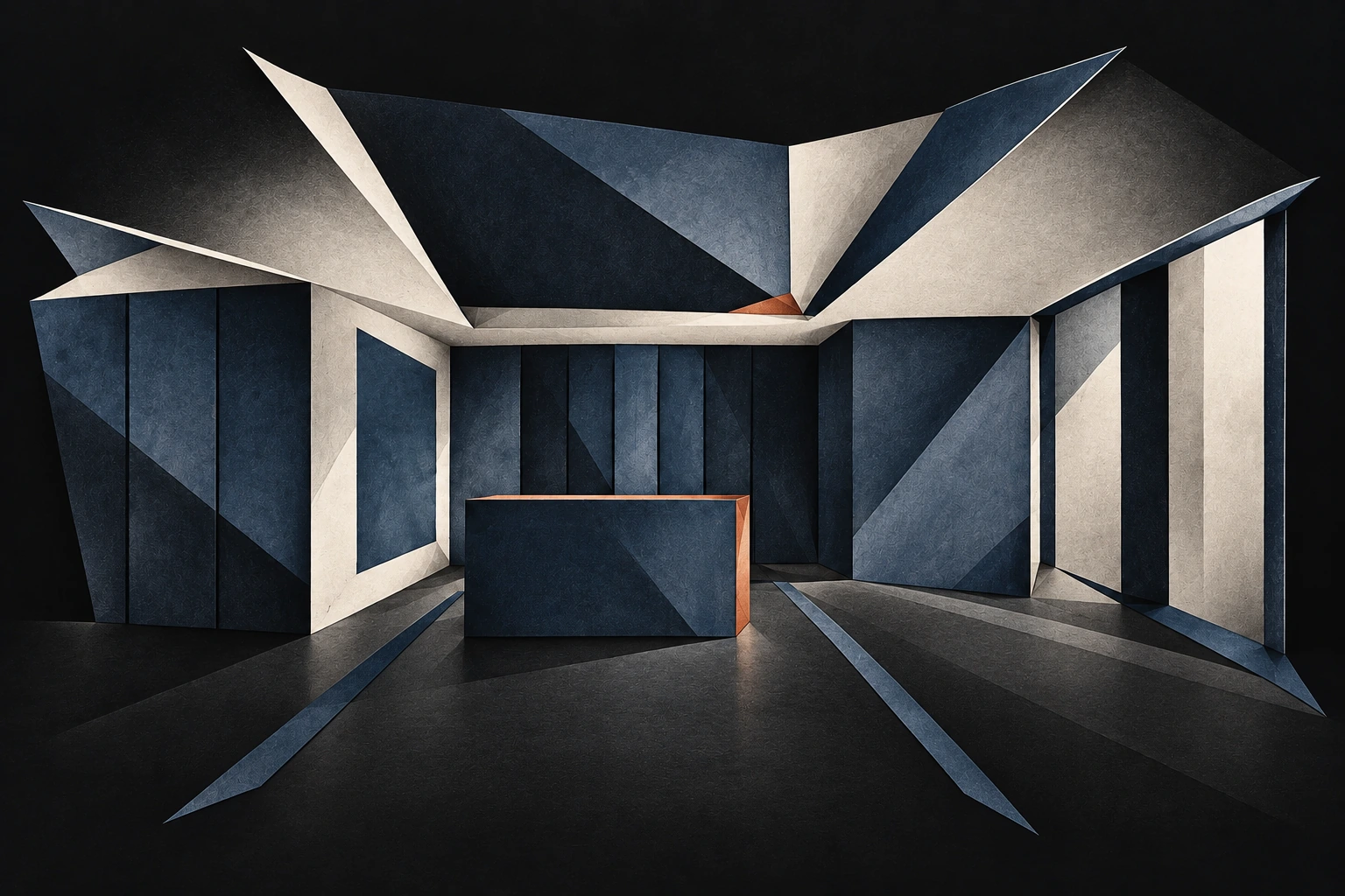 Ivory and slate architectural paper study of Holywell Yard