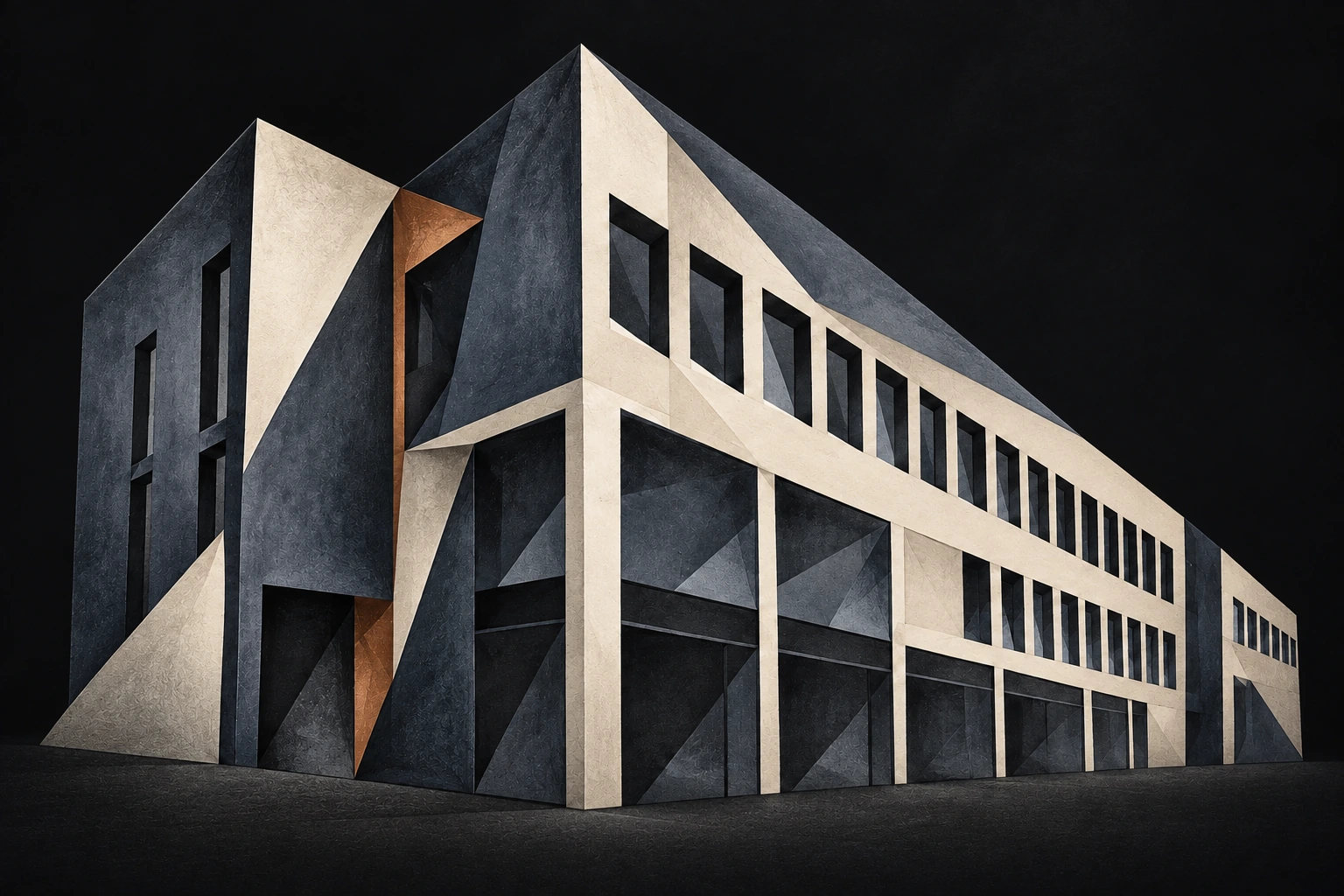Ivory and slate architectural paper study of Northumberland College