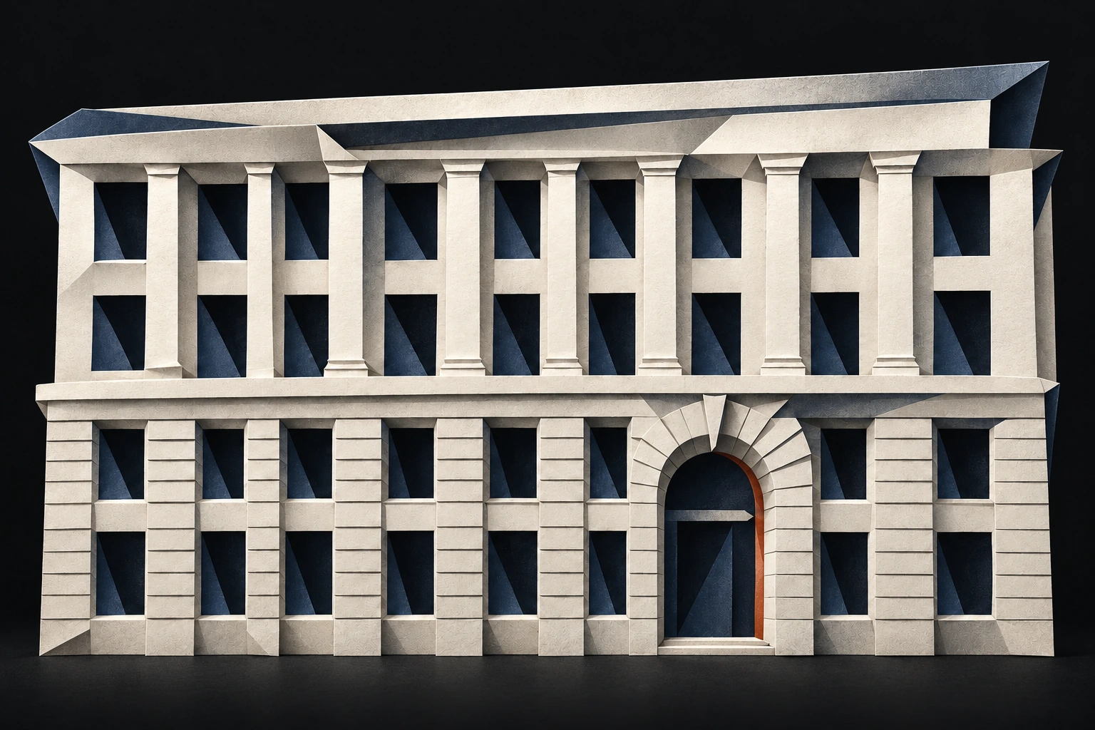 Ivory and slate architectural paper study of 5 St Philips Place